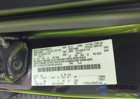 2015 Ford F-150 Xlt z USA, uszkodzony, nr VIN 1FTEW1EGXFKF21014